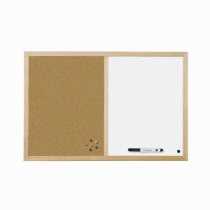 Quadro de cortiça / branco com moldura em madeira Bi-Office