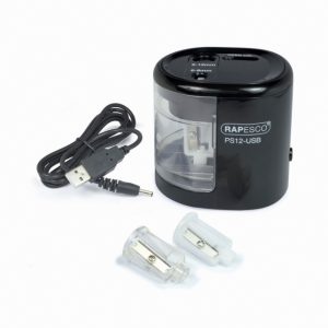 Apara-lápis duplo eléctrico Rapesco PS12-USB