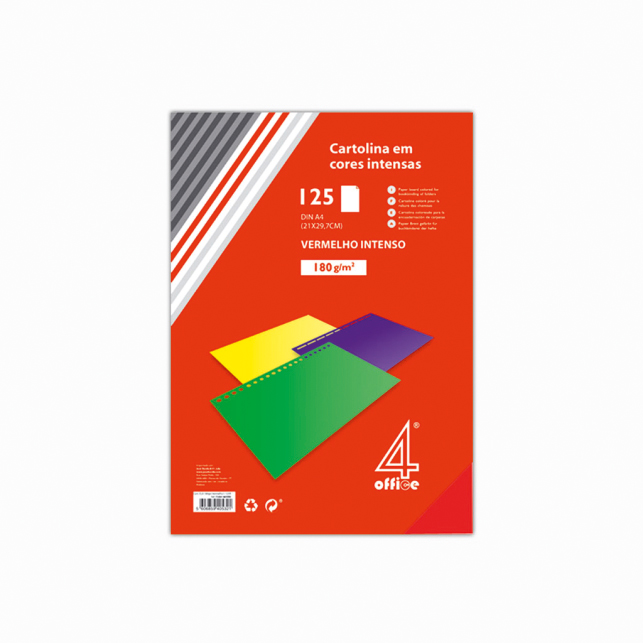 Cartolina A4 cores intensas 4office
